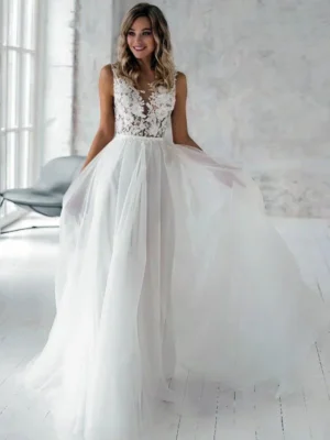 Boho Illusion Wedding Dress