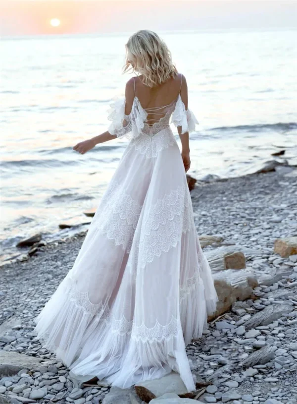Simple Boho Beach Wedding Dress - Image 3