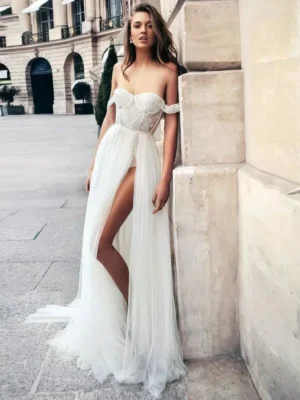 Boho Off Shoulder Wedding Dress
