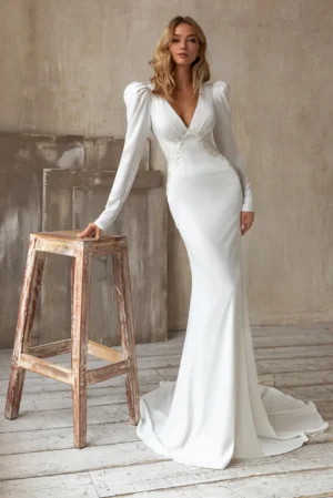 Simple Wedding Dress with Sleeves