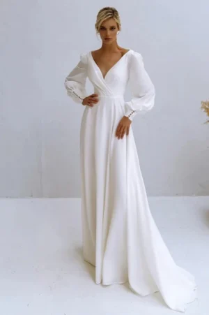 Simple Long Sleeve Wedding Dress