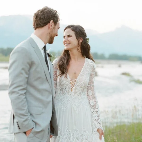 Long Sleeve Boho Wedding Dress - Image 4