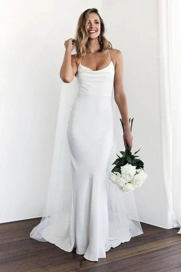 Satin Mermaid Wedding Dress - Image 2