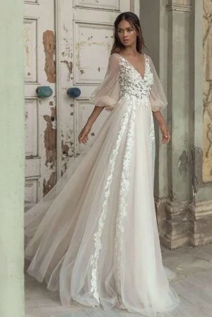 Lace Boho Style Wedding Dress