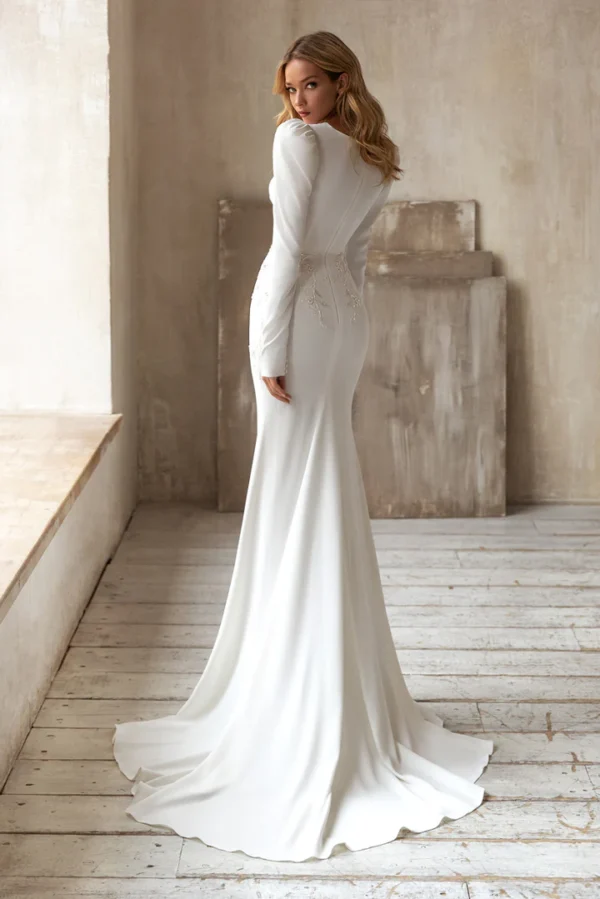 Simple Wedding Dress with Sleeves - Image 4