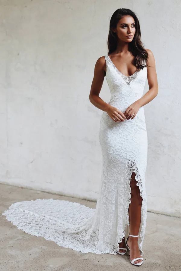 Boho Lace Mermaid Wedding Dress - Image 2