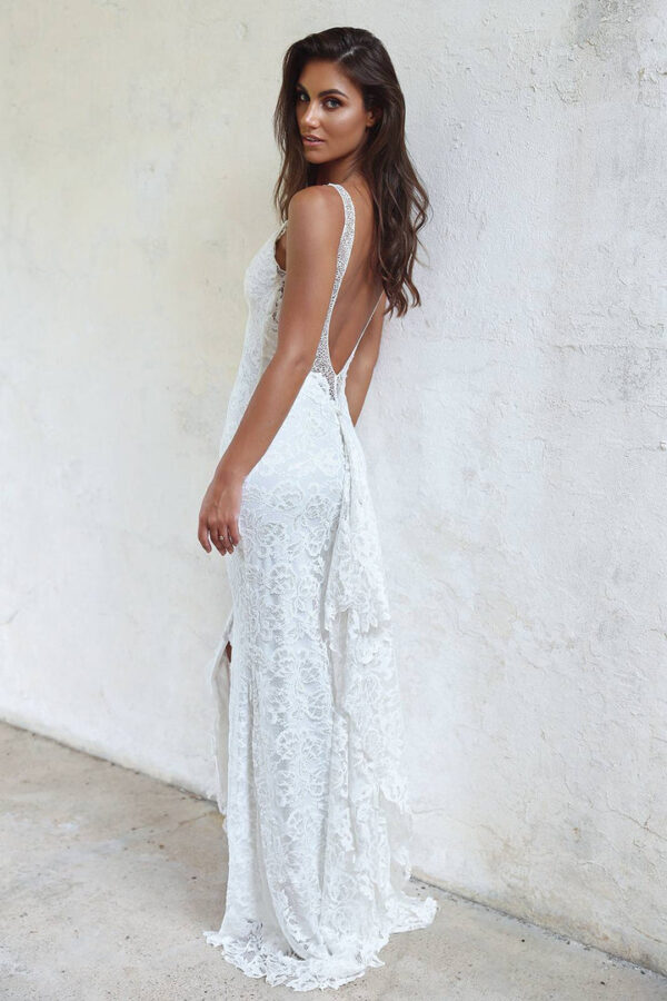 Boho Lace Mermaid Wedding Dress - Image 4