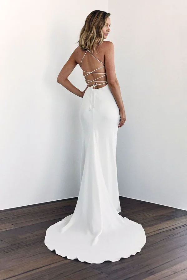 Satin Mermaid Wedding Dress - Image 4