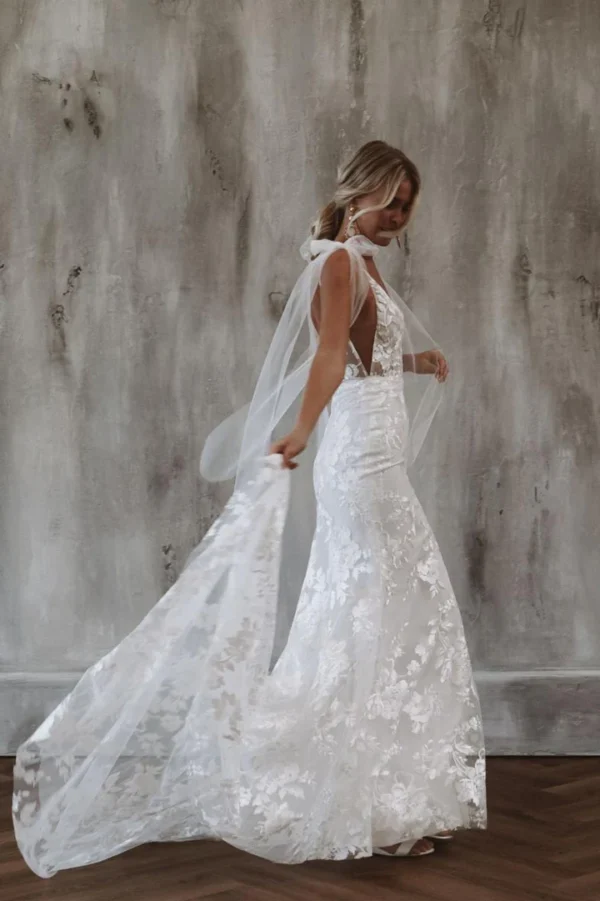 Boho Mermaid Wedding Dress - Image 3