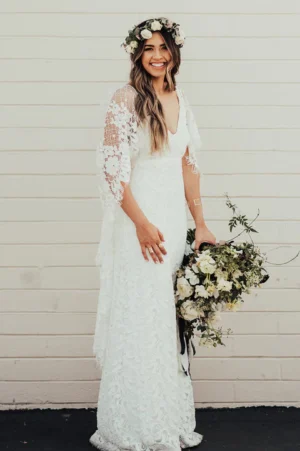 Vintage Boho Lace Wedding Dress