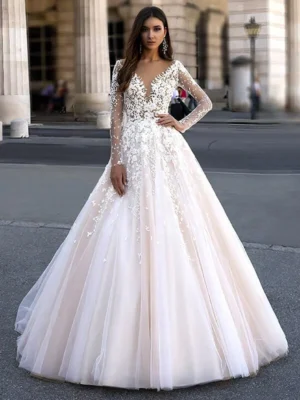 Long Sleeve Princess Wedding Dress