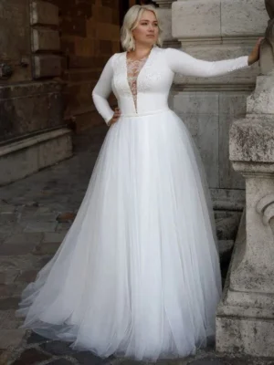 Plus Size Long Sleeve Wedding Dress
