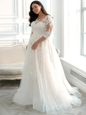 Wedding Dress Plus Size with Sleeves