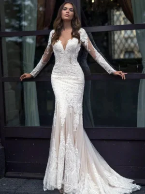Long Sleeve Lace Mermaid Wedding Dress