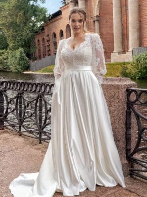 Satin Wedding Dress Plus Size