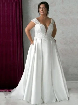 Plus Size Satin Wedding Dress