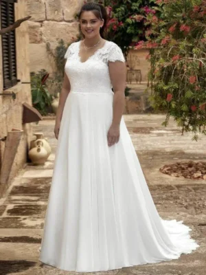 Plus Size backless Wedding Dress