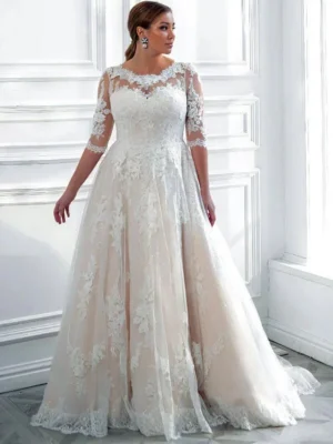 Floral Wedding Dress Plus Size