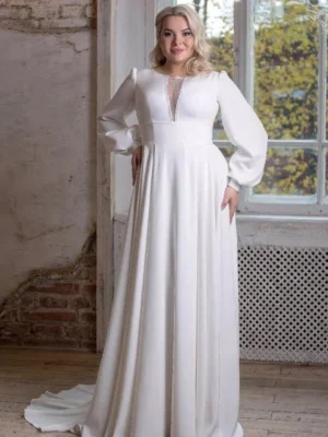 White Plus Size Wedding Dress