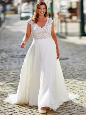 White Plus Size Wedding Dress