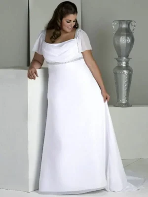 Square Neck Plus Size Wedding Dress
