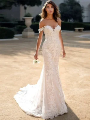 Open Back Mermaid Lace Wedding Dress