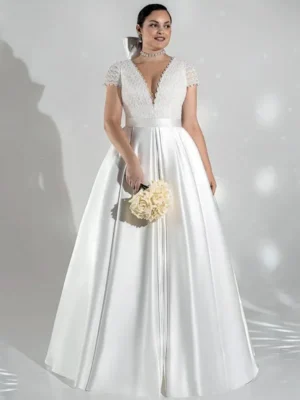 Plus Size Satin Wedding Dress