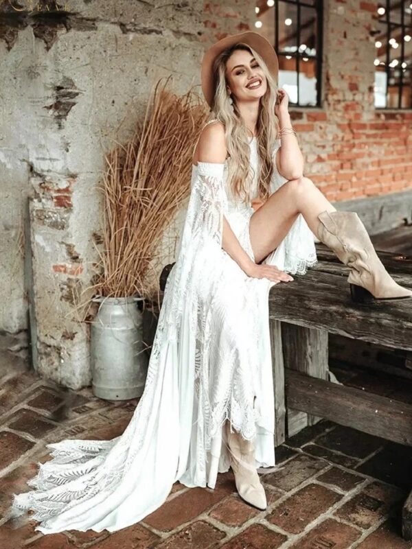 Boho Wedding Dress Velvet Wind