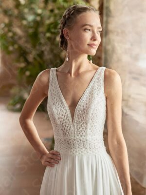 Boho Wedding Dress Floral Veil