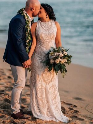 Boho Wedding Dress Shimmering Petal