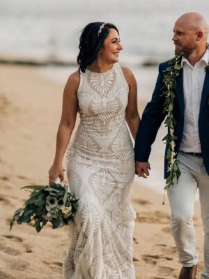 Boho Wedding Dress Shimmering Petal