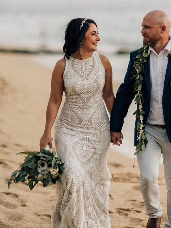 Boho Wedding Dress Shimmering Petal