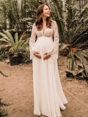 Boho Wedding Dress Golden Thread