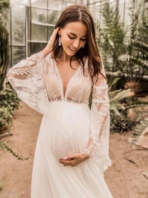 Boho Wedding Dress Golden Thread