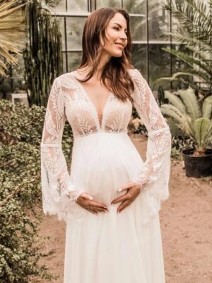 Boho Wedding Dress Golden Thread