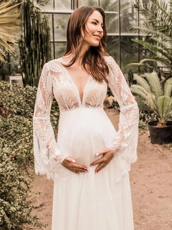Boho Wedding Dress Golden Thread