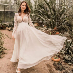 Boho Wedding Dress Golden Thread