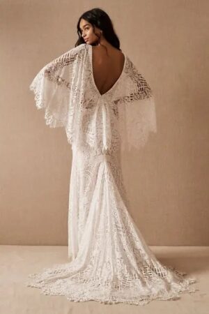Boho Wedding Dress Feather Veil