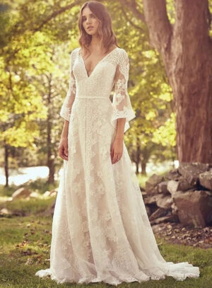Boho Wedding Dress Drizzle of Gold