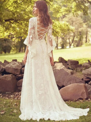 Boho Wedding Dress Drizzle of Gold