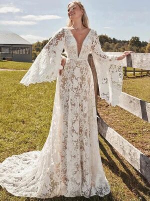 Boho Wedding Dress Ivory Shimmer