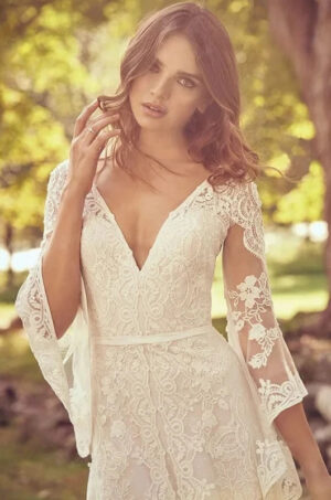 Boho Wedding Dress Drizzle of Gold