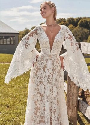 Boho Wedding Dress Ivory Shimmer