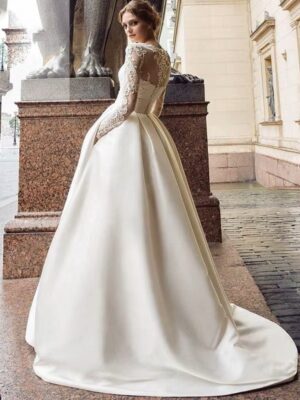 SoDigne Summer Wedding dress 2023 Long Sleeves A Line Satin African Wedding Gown  Lace Appliques Boho Bride Dresses Customized