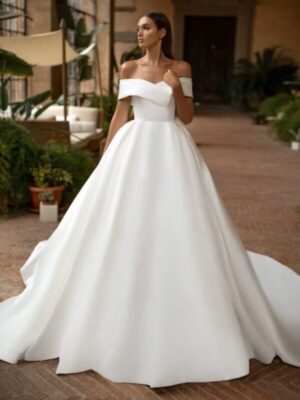 SoDigne Modern Simple Satin Wedding Dress Off the Shoulder Sexy V Neck Customized Plus Size Dubai Elegant Vestidos De Novia