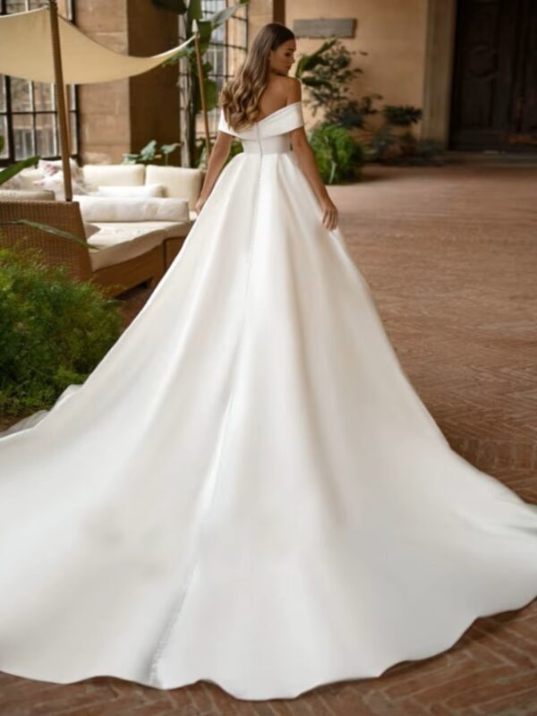 SoDigne Modern Simple Satin Wedding Dress Off the Shoulder Sexy V Neck Customized Plus Size Dubai Elegant Vestidos De Novia 2 SoDigne Modern Simple Satin Wedding Dress Off the Shoulder Sexy V Neck Customized Plus Size Dubai Elegant Vestidos De Novia - Image 2