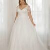 Customized Wedding Dresses Plus Size V-Neck Short Sleeves Bride Gowns Lace Applique A-Line Tulle Sweep Train Robe De Mariée 6 S15bdc8ad7a3a447fb9fbed7c8805c4a3y Cropped