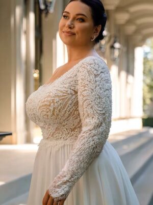 Customized Chiffon Wedding Dresses Plus Size O Neck One Shoulder Bride Gowns Applique Floor Length Front Slit A-Line Robe De 5 S21ef0bd5f7c44027b5e63424957e6ab9s Cropped