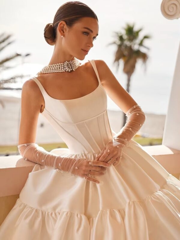 SoDigne Princess Taffeta Bride Dresses For Women Square Neck Wedding Party Dress Backless Bridal Gown robes de mariée Customized 3 SoDigne Princess Taffeta Bride Dresses For Women Square Neck Wedding Party Dress Backless Bridal Gown robes de mariée Customized - Image 3