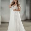 Classic Wedding Dresses Plus Size V Neck Half Sleeves Bride Gowns Tulle Lace Appliques A-Line Sweep Train Robe De PSL980010 5 S65d22314fe814aa3b58a5e799c56909f5 Cropped